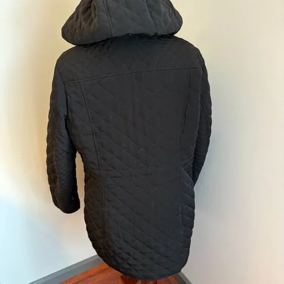Laundry by Shelli Segal Black Quilted Hooded Women's Coat XL - Picture 7 of 10